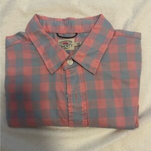 Faherty Red and Blue Casual Button Down Shirt MEDIUM